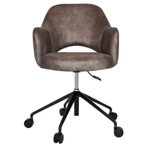 Albury Commercial Grade Eastwood Fabric Gas Lift Office Armchair, V2, Donkey / Black by Eagle Furn, a Chairs for sale on Style Sourcebook