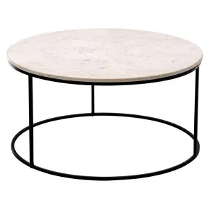 Allons Marble Topped Iron Round Coffee Table, 80cm, White / Black by Casa Uno, a Coffee Table for sale on Style Sourcebook
