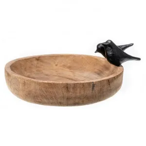 Hollindale Mango Wood Shallow Bowl with Birds Ornament by Casa Sano, a Decorative Plates & Bowls for sale on Style Sourcebook