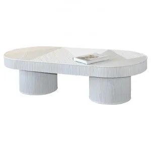 Vomo Bamboo Rattan Oval Coffee Table, 150cm, White by Brighton Home, a Coffee Table for sale on Style Sourcebook
