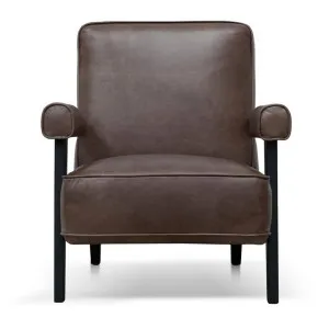 Marchmont Leather & Timber Armchair, Dark Brown by Conception Living, a Chairs for sale on Style Sourcebook