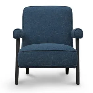 Marchmont Fabric & Timber Armchair, Dark Blue by Conception Living, a Chairs for sale on Style Sourcebook