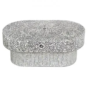 Apia Mother Of Pearl Inlaid Oval Coffee Table, 104cm by Philuxe Home, a Coffee Table for sale on Style Sourcebook
