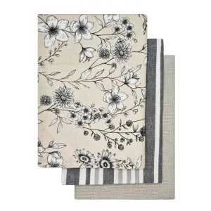 Blossom Cotton Tea Towel Set, Pack of 3, Cream by j.elliot HOME, a Tea Towels for sale on Style Sourcebook
