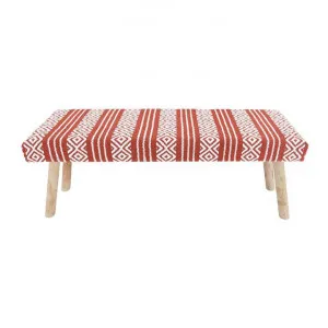 Selena Woven Cotton Round Ottoman Bench, 125cm, Rust / Ivory by j.elliot HOME, a Ottomans for sale on Style Sourcebook