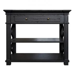 Heston Oak Timber Console Table, 90cm, Black Oak by Elegance Provinciale, a Console Table for sale on Style Sourcebook