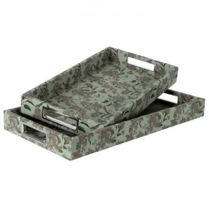 Hunter 2 Piece PU Leather Tray Set, Floral Turquoise by Florabelle, a Trays for sale on Style Sourcebook