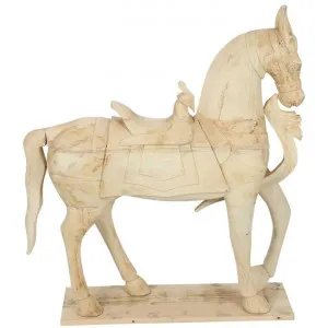Beauty Teak Timber Standing Horse Sculpture by Florabelle, a Statues & Ornaments for sale on Style Sourcebook