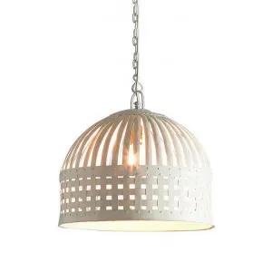 Esch Woven Metal Strips Pendant Light, Small, Vintage White by Emac & Lawton, a Pendant Lighting for sale on Style Sourcebook