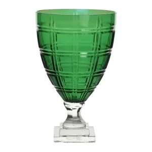 Montalia Cut Glass Goblet, Emerald / Clear by Florabelle, a Vases & Jars for sale on Style Sourcebook