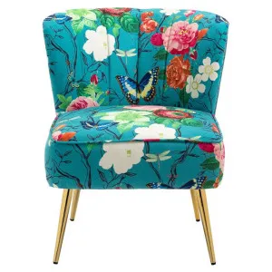 Levant Fabric Accent Chair, Teal Retro Floral by Charming Living, a Chairs for sale on Style Sourcebook