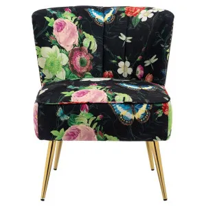 Levant Fabric Accent Chair, Black Retro Floral by Blissful Nest, a Chairs for sale on Style Sourcebook