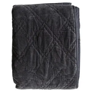 Virginia Quilted Cotton Velvet Bedspread, 240x260cm, Charcoal by Casa Bella, a Bedding for sale on Style Sourcebook
