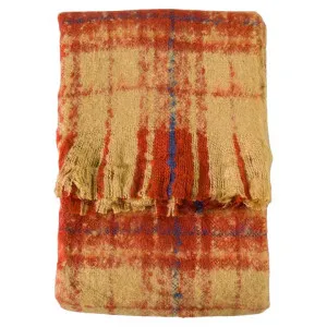 Lexden Check Faux Mohair Throw, 130x180cm, Burnt Orange by Casa Bella, a Throws for sale on Style Sourcebook