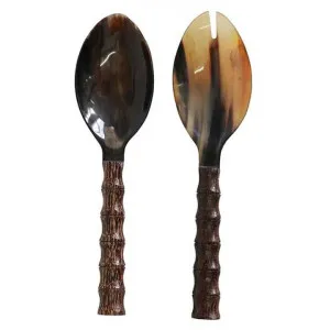Moses 2 Piece Horn & Palm Wood Salad Server Set by French Country Collection, a Cutlery for sale on Style Sourcebook