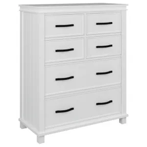 Hethel Acacia Timber 6 Drawer Tallboy, White by Dodicci, a Dressers & Chests of Drawers for sale on Style Sourcebook