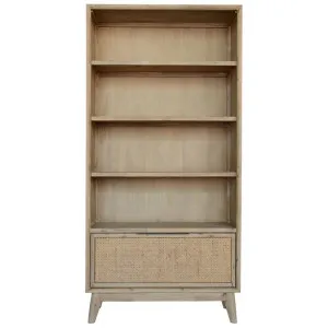 Andros Acacia Timber & Rattan Bookcase by Dodicci, a Bookshelves for sale on Style Sourcebook