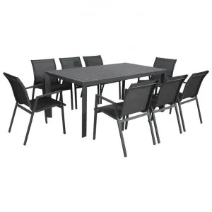 Icarus 7 Piece Aluminium Outdoor Dining Table Set, 180cm, Charcoal by Dodicci, a Outdoor Dining Sets for sale on Style Sourcebook