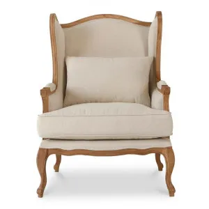 Marot Linen & Oak Timber Wingback Armchair by Conception Living, a Chairs for sale on Style Sourcebook