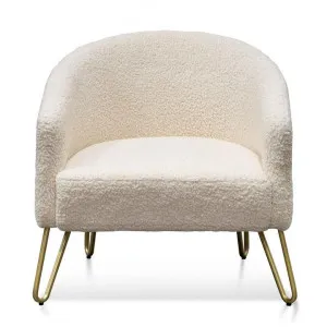 Lesya Sherpa Fabric Tub Chair, Ivory / Gold by Conception Living, a Chairs for sale on Style Sourcebook
