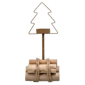 Paschal Paulownia Wood & Iron Christmas Tree Tealigh Holder, Medium by Casa Uno, a Home Fragrances for sale on Style Sourcebook