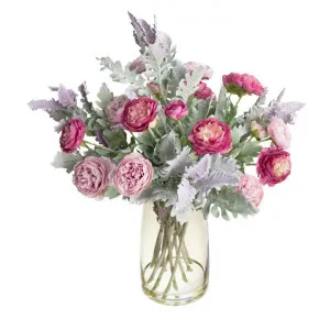 Macintyre Artificial Ranunculus Arrangement in Vase, Pink Flower, 55cm by Glamorous Fusion, a Plants for sale on Style Sourcebook