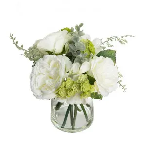 Stella Artificial Rose & Succulent Arrangement in Vase, 27cm by Glamorous Fusion, a Plants for sale on Style Sourcebook