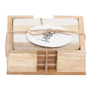 Ellery 5 Piece Timber Square Coaster & Holder Set by A.Ross Living, a Tableware for sale on Style Sourcebook