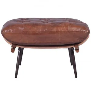Bowenfels Aged Leather Footstool by Affinity Furniture, a Stools for sale on Style Sourcebook