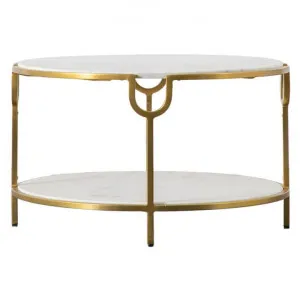 Fernie Marble & Iron Round Coffee Table, 68cm, White / Gold by Casa Bella, a Coffee Table for sale on Style Sourcebook