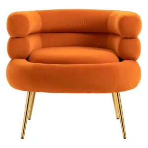 Michelle Velvet Fabric Accent Tub Chair, Orange by Blissful Nest, a Chairs for sale on Style Sourcebook