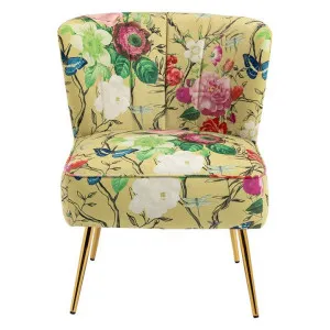 Levant Fabric Accent Chair, Yellow Retro Floral by Charming Living, a Chairs for sale on Style Sourcebook
