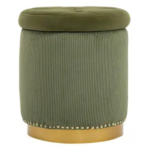 Isla Fabric Round Storage Ottoman, Olive by Blissful Nest, a Ottomans for sale on Style Sourcebook