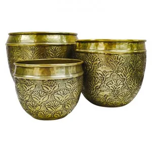 Sorva 3 Piece Metal Pot Planter Set, Antique Brass by Hearth & Home, a Plant Holders for sale on Style Sourcebook