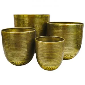 Bairri 4 Piece Metal Pot Planter Set, Antique Brass by Searles, a Plant Holders for sale on Style Sourcebook