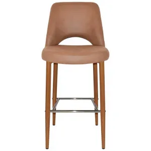 Albury Commercial Grade Pelle / Benito Fabric Bar Stool, Metal Leg, Tan / Light Oak by Eagle Furn, a Bar Stools for sale on Style Sourcebook