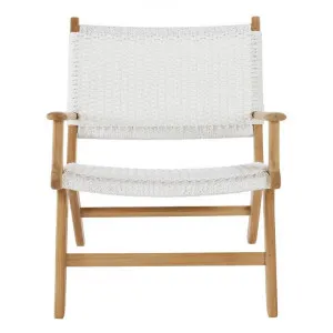 Zac Teak Timber & Close Woven Cord Indoor / Outdoor Lounge Armchair, White / Natural by Ambience Interiors, a Chairs for sale on Style Sourcebook