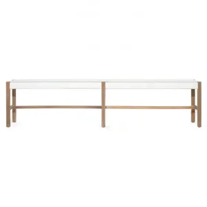 Merino Paper Cord & Teak Timber Bench, 200cm, White / Natural by Ambience Interiors, a Benches for sale on Style Sourcebook