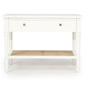Saman Timber & Rattan Bedside Table, Large, White by Ambience Interiors, a Bedside Tables for sale on Style Sourcebook