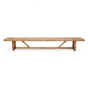 Skovde Reclaimed Teak Timber Outdoor Trestle Dining Bench, 300cm by Ambience Interiors, a Outdoor Benches for sale on Style Sourcebook