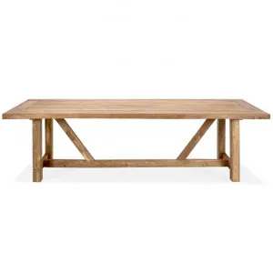 Skovde Reclaimed Teak Timber Outdoor Trestle Dining Table, 300cm by Ambience Interiors, a Tables for sale on Style Sourcebook