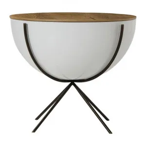 Kodal Wood & Steel Round Storage Side Table, Large by Ambience Interiors, a Side Table for sale on Style Sourcebook