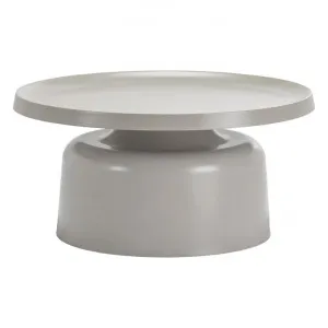 Palemo Steel Round Tray Top Pedestal Coffee Table, 74cm, Dove Grey by FLH, a Coffee Table for sale on Style Sourcebook