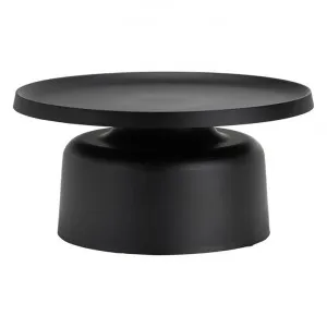 Palemo Steel Round Tray Top Pedestal Coffee Table, 74cm, Matte Black by FLH, a Coffee Table for sale on Style Sourcebook