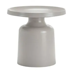 Palemo Steel Round Tray Top Pedestal Side Table, Dove Grey by FLH, a Side Table for sale on Style Sourcebook