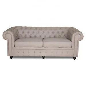 Cleo Fabric Chesterfield Sofa, 3 Seater, Beige by Everblooming, a Sofas for sale on Style Sourcebook