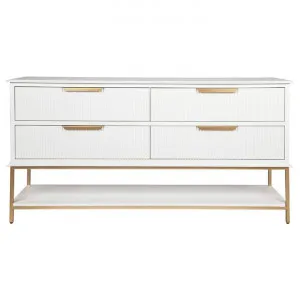 Aimee 4 Drawer Sideboard, 170cm, White / Gold by Cozy Lighting & Living, a Sideboards, Buffets & Trolleys for sale on Style Sourcebook