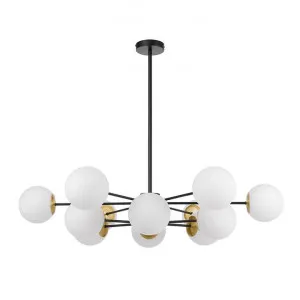 Marsten Iron & Glass Chandelier, 12 Light, Black / Opal by Telbix, a Chandeliers for sale on Style Sourcebook