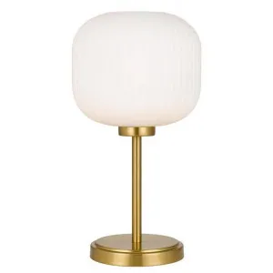 Bobo Metal & Glass Table Lamp, Flat Base, Antique Gold / Opal by Telbix, a Table & Bedside Lamps for sale on Style Sourcebook