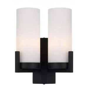 Eamon Iron & Glass Wall Light, Black / Opal by Telbix, a Wall Lighting for sale on Style Sourcebook